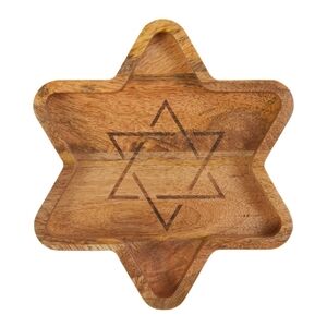 Star of David Wood Tray Tabletop Decoration, 8" (NWOT)